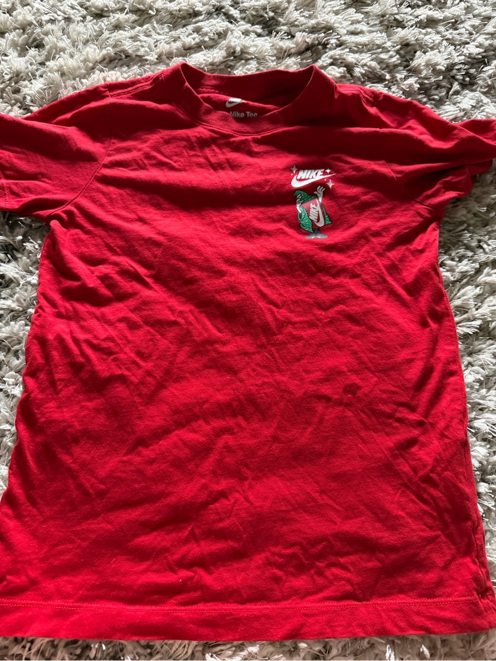 Nike Red Kids Short Sleeve Tee with Small Graphic